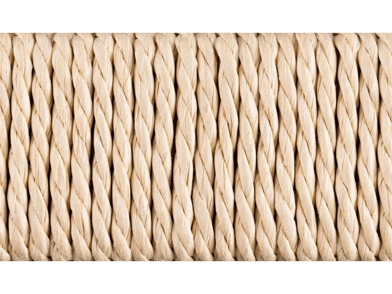 AC Design Hocker Alvin Holz, Weiss Hocker mit Off-White Papiergeflecht