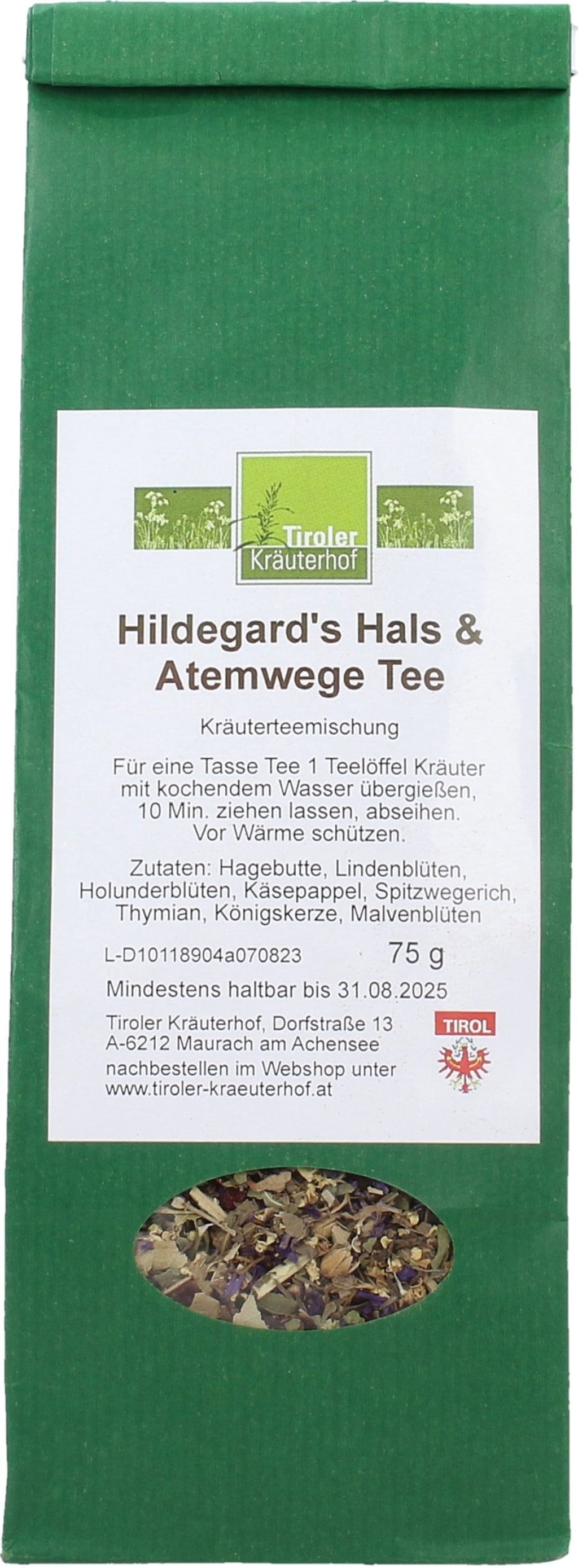 Tiroler Kräuterhof  Hildgard's Hals & Atemwege Tee, 75 g