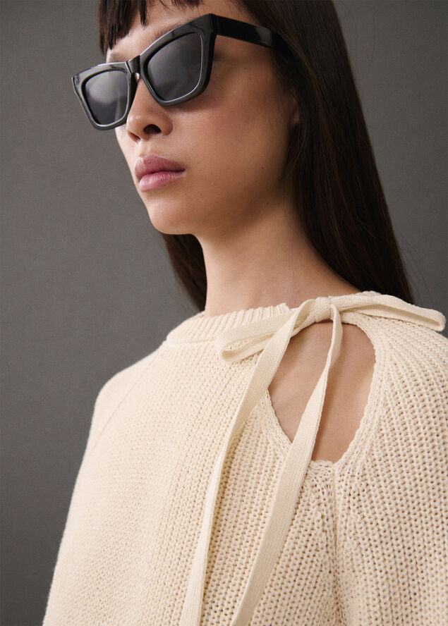 MANGO Cut-out knitted sweater Light beige