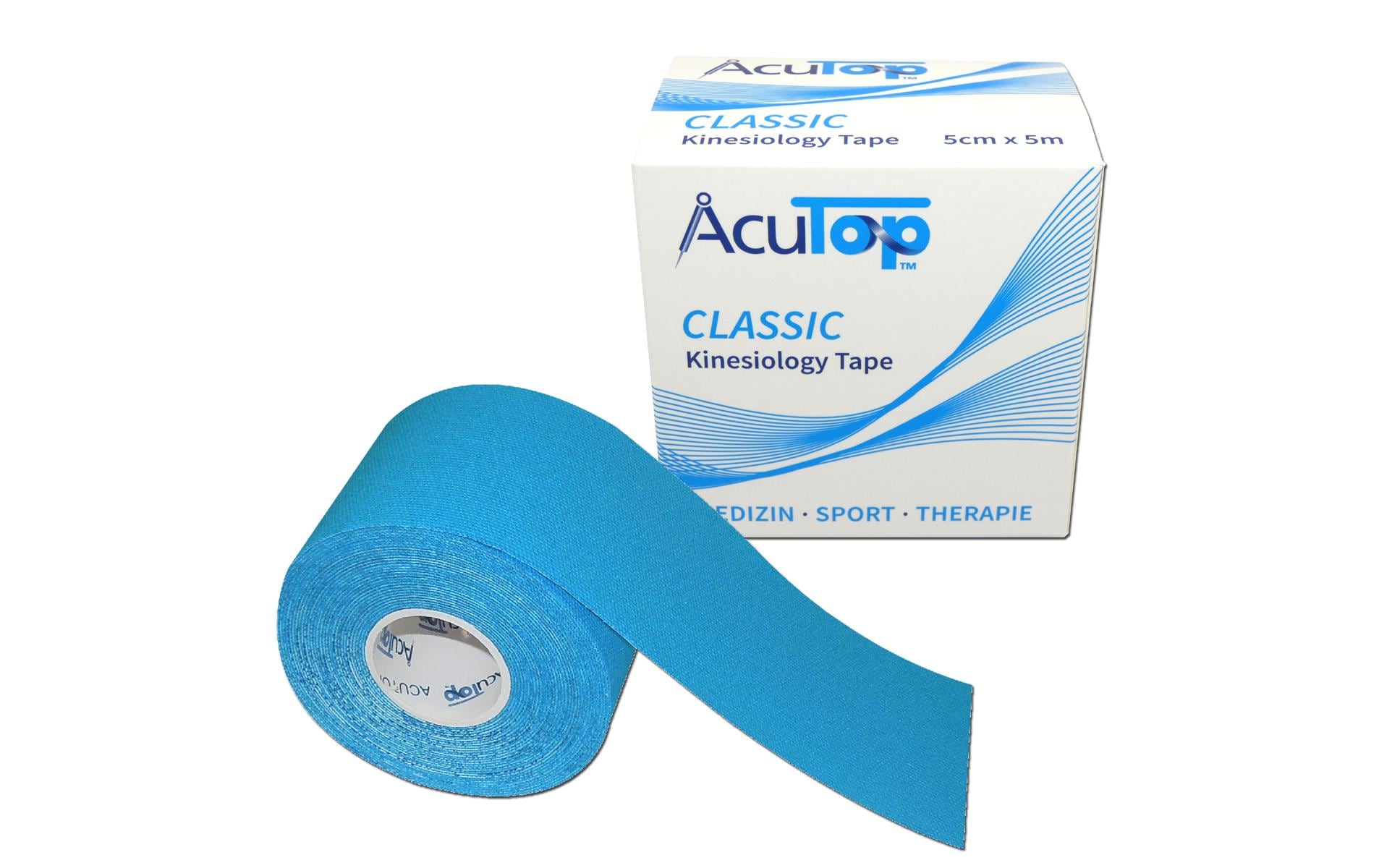 Classic Kinesiology Tape 5 cm x 5 m, BlauKinesiotape aus Baumwolle ohne Latex