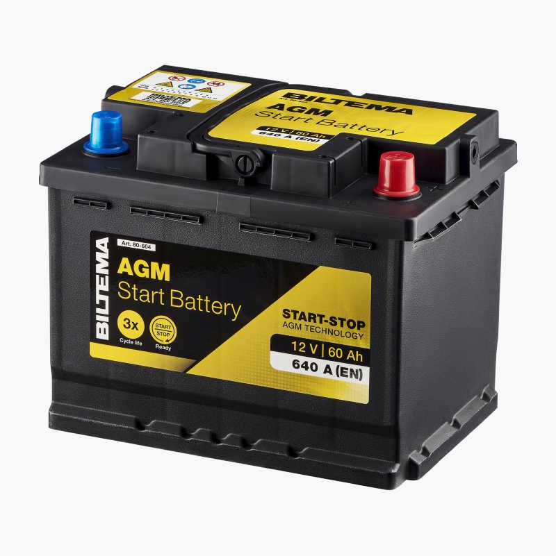 Startbatteri AGM, 12 V, 60 Ah