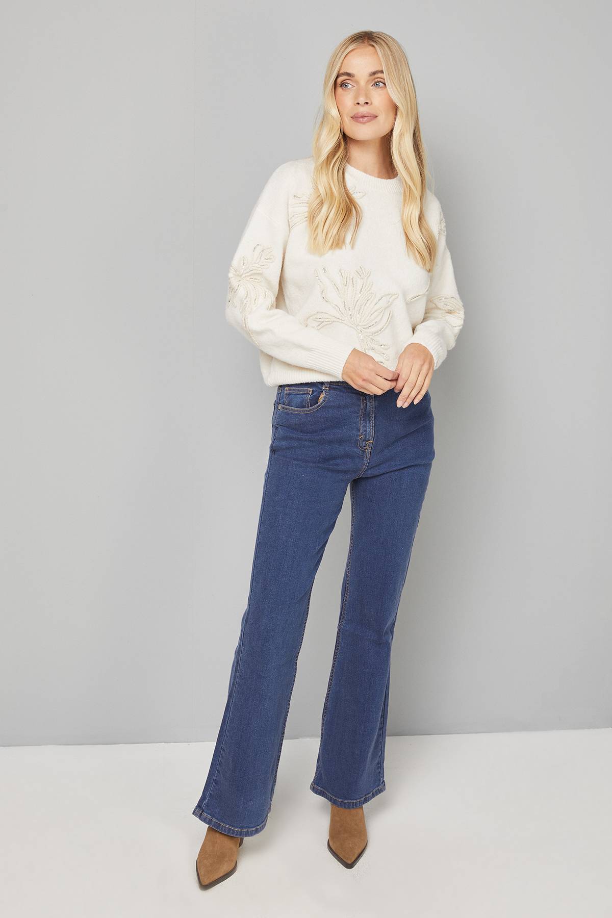 Wallis synthétiquell Col Rond Motif Petites Fleurs