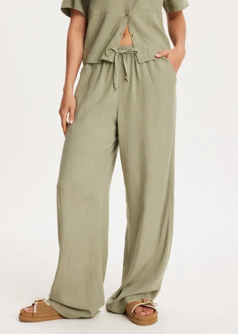 Linnen mix broek groen (GRN.O)