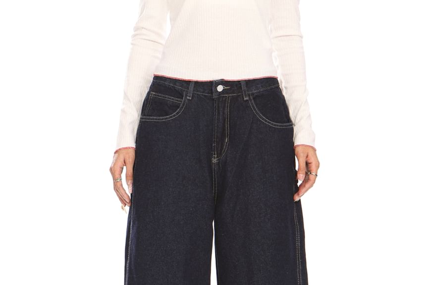 Berrytrix - Mid Rise Wide Leg Jeans
