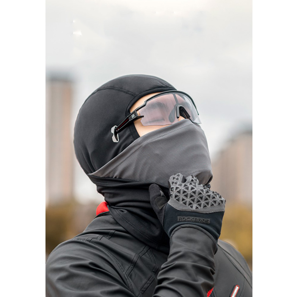 (Gr. L) Ski Sturmhaube Motorrad Halstuch Kälte   UV Gesichts Schutzmaske mit Aktivkohlefilter - Schwarz