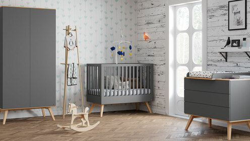 Lit transformable 70X140 Nature Baby Graphite/Bois - VOX