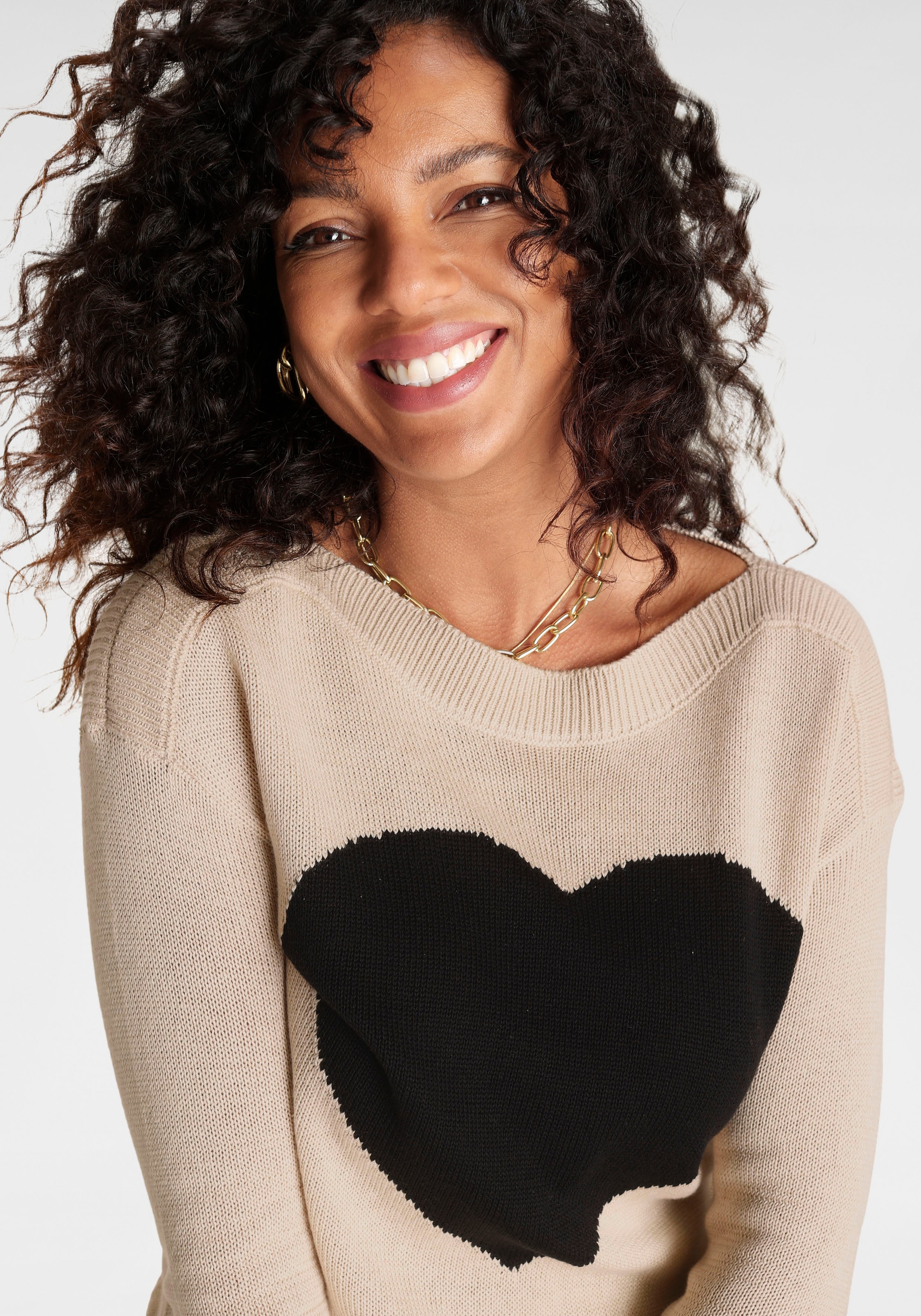 Laura Scott Strickpullover , mit Herz-Strickmuster