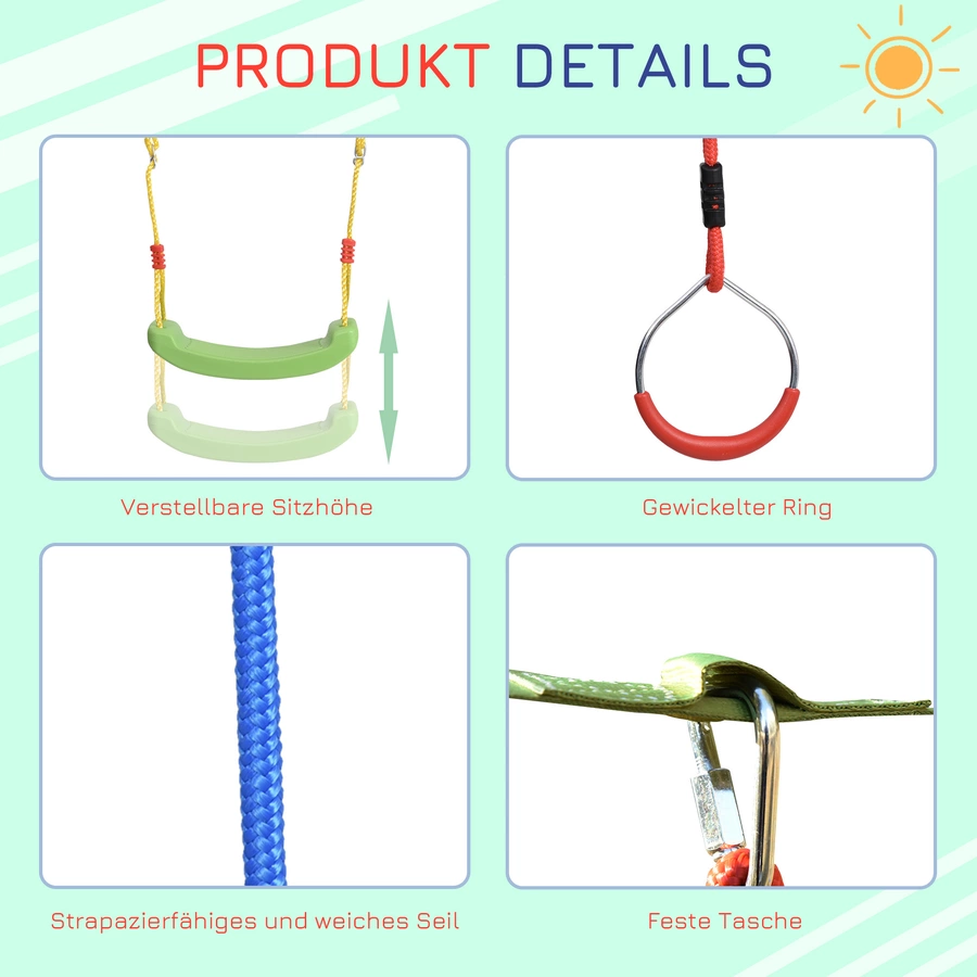 Outsunny Kinder-Kletterset mit viel Zubehör mehrfarbig