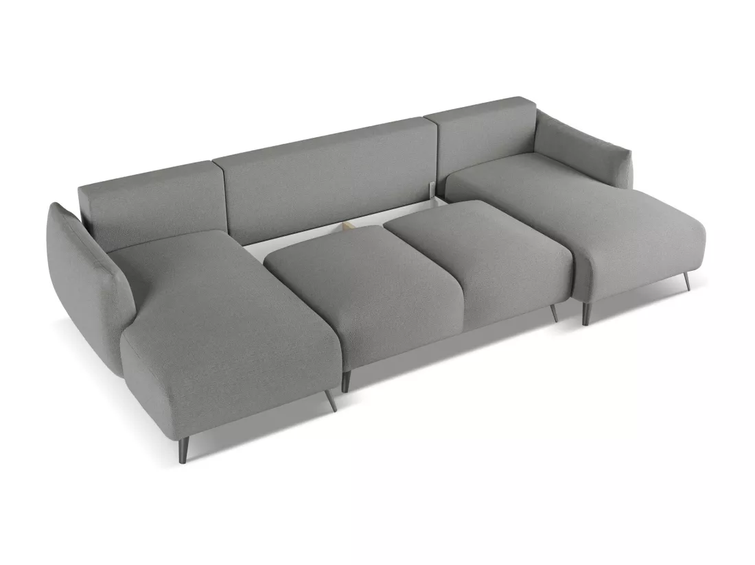 Canapé d'angle panoramique convertible en tissu chenille - éléphant - MALIE