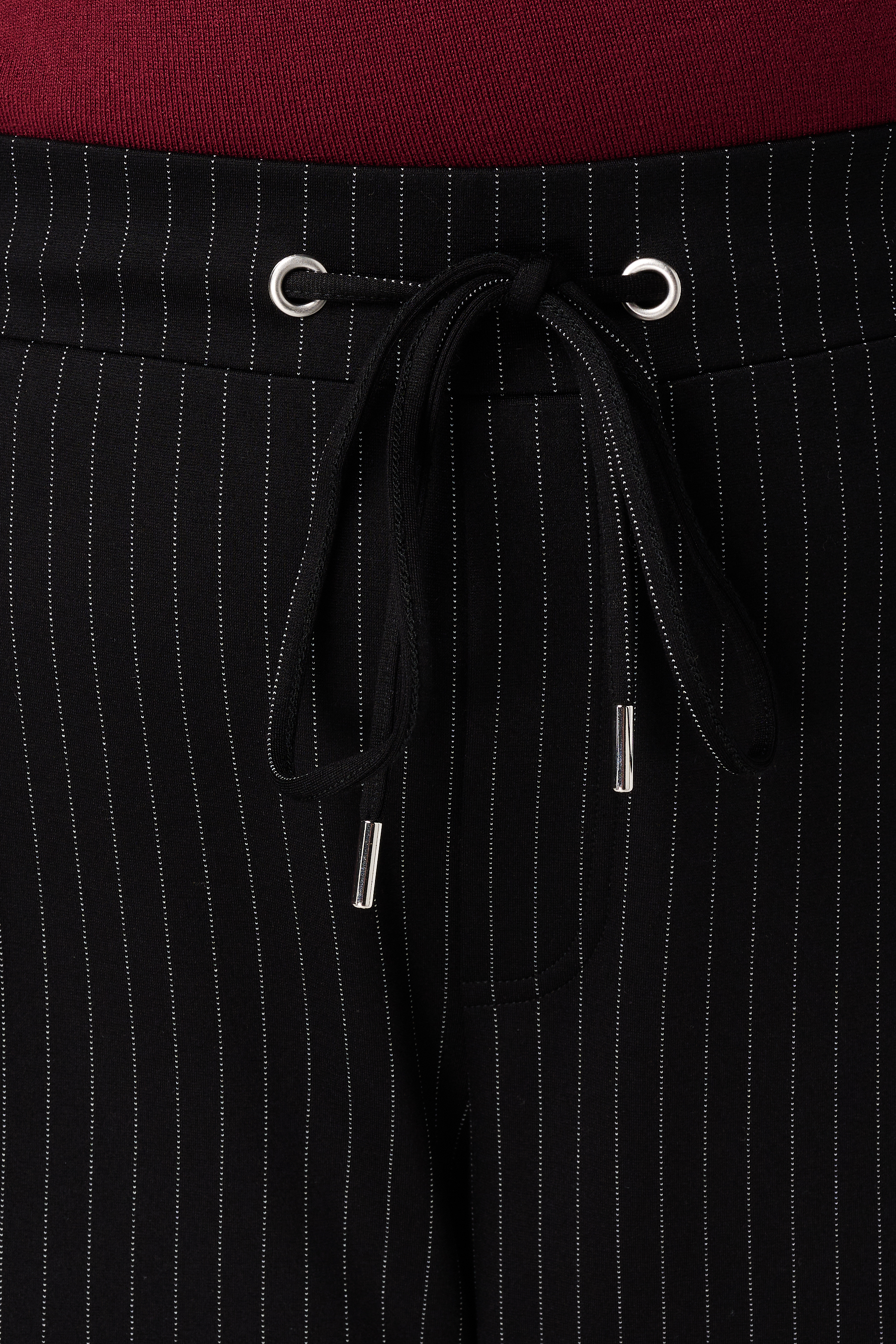 Broek met elastische taille en krijtstreep Multi zwart-wit