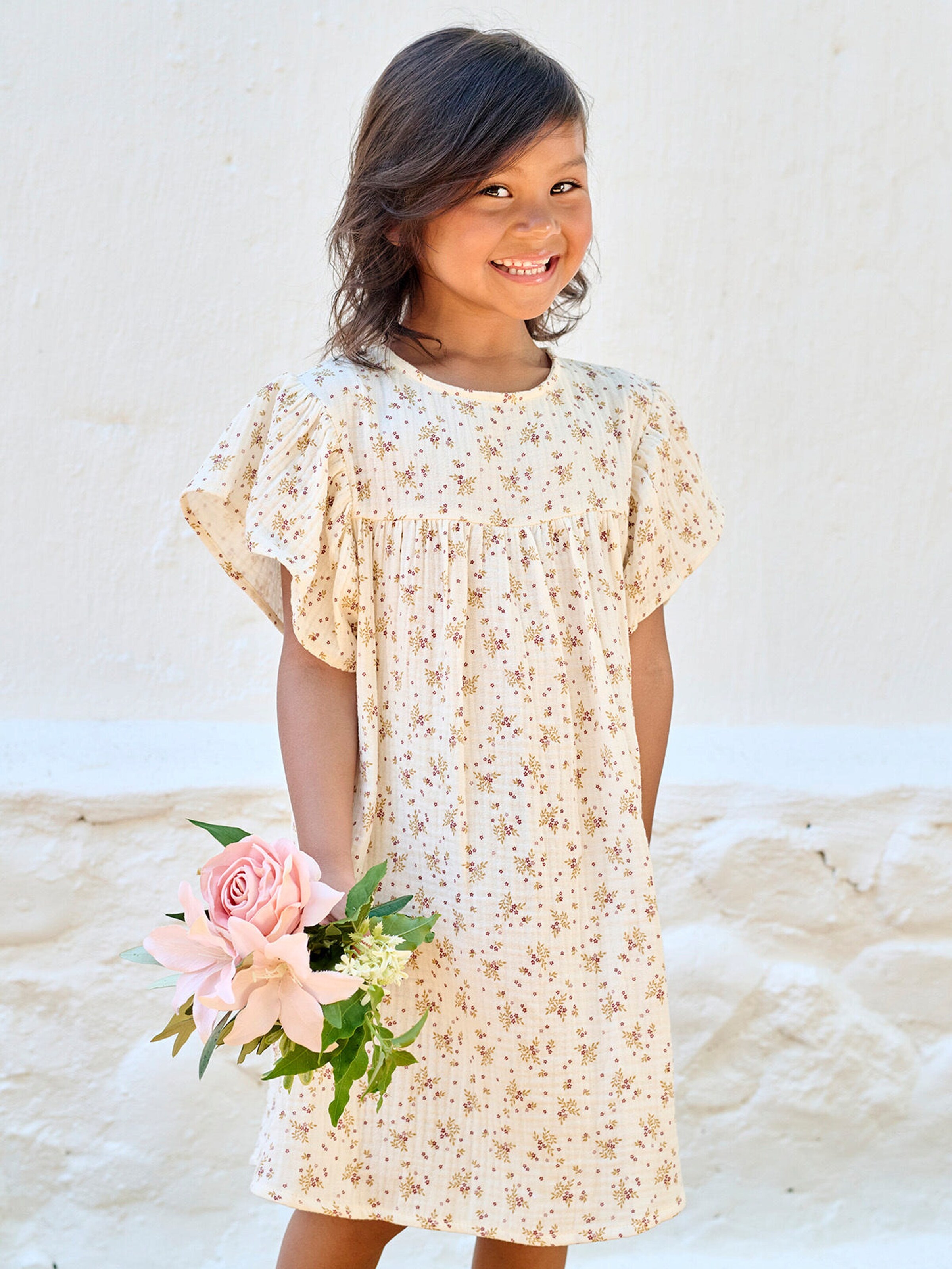 Vertbaudet Kurzärmeliges Mädchen Kleid vanille