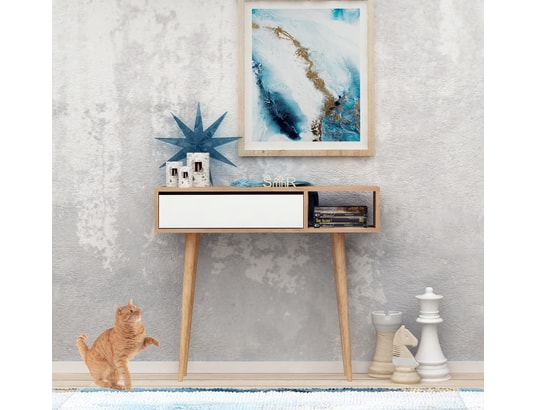 CONCEPT1 - Console Oseyo chêne blanc 100 x 30 x h94cm