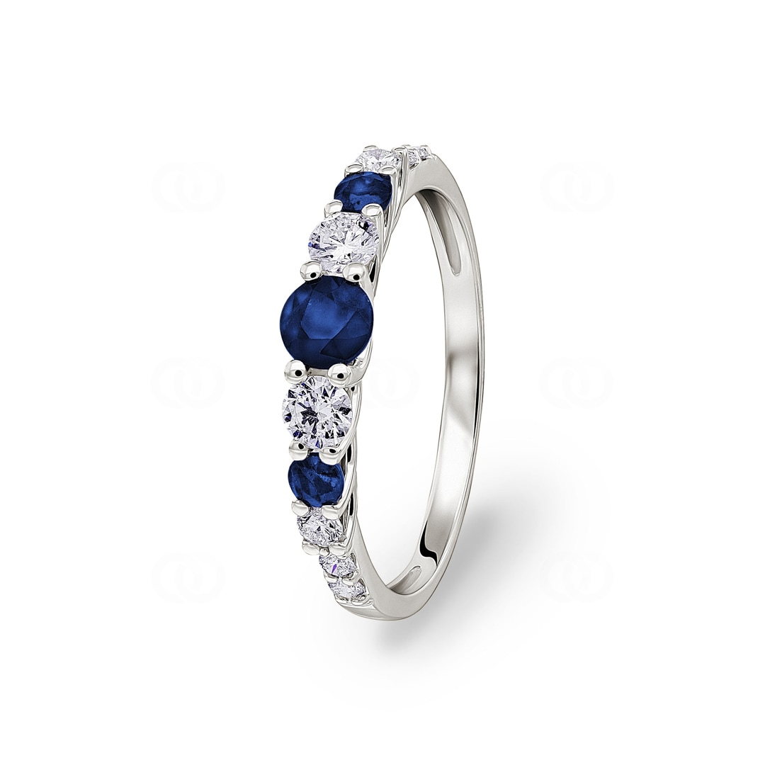 Mémoire Ring 750/18 K Weissgold mit Saphiren & Diamanten 0.35 ct H/si