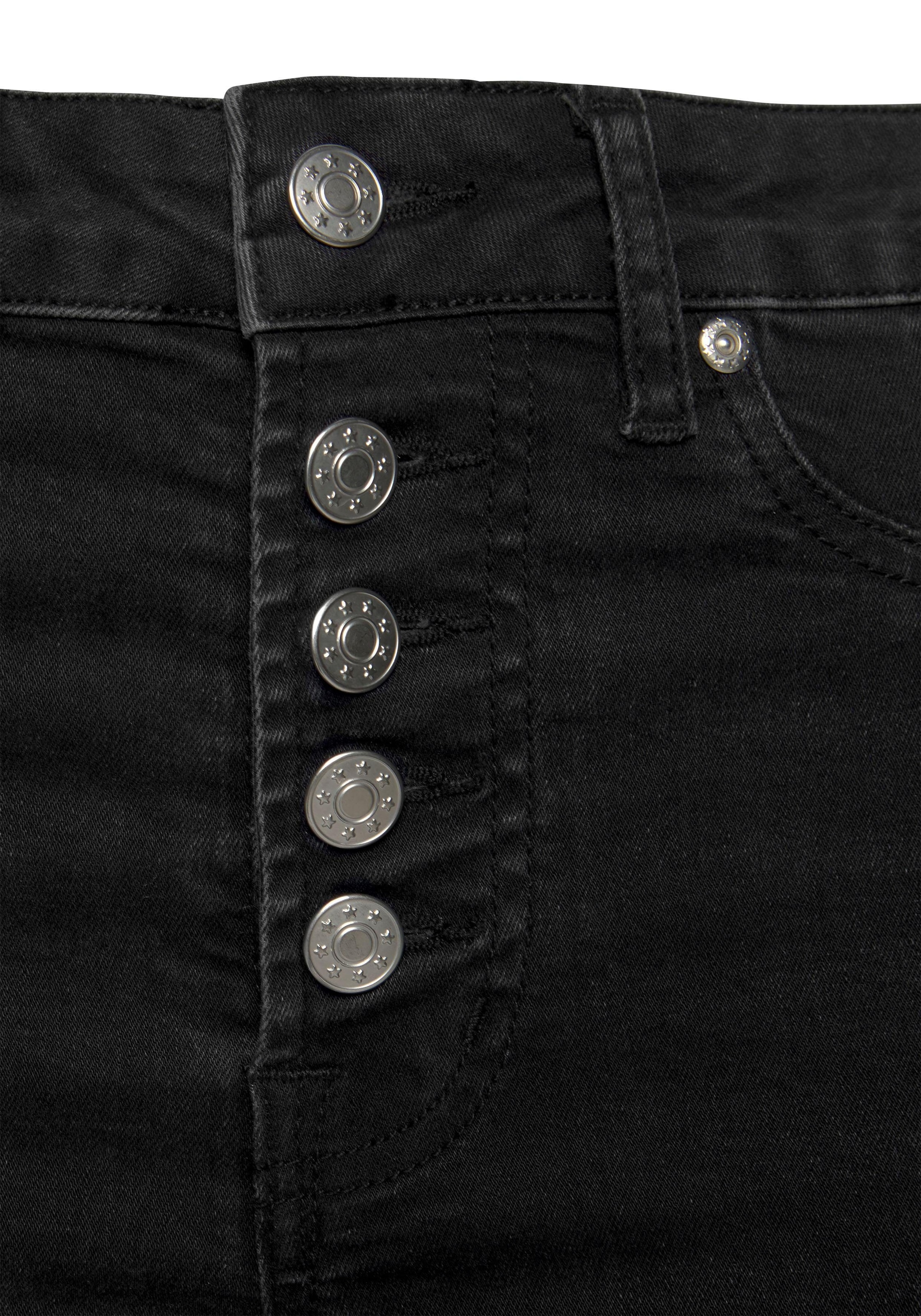 Buffalo High-waist-Jeans mit modischer Knopfleiste, schmale Skinny-Jeans, Stretch-Qualität