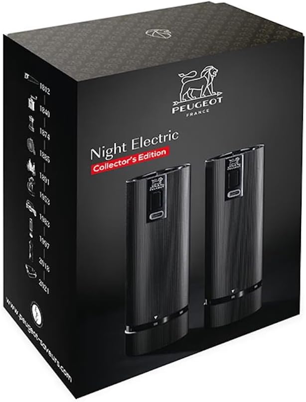 PEUGEOT - Set Line u‘Select 15 cm (Elektrische Pfeffermühle + Salzmühle) - Wiederaufladbar - 6 Mahlgrade - Zirlion-Mahlwerk für pulverfeines Salz - Aus Edelstahl - Französisches Know-how - Mattschwarz