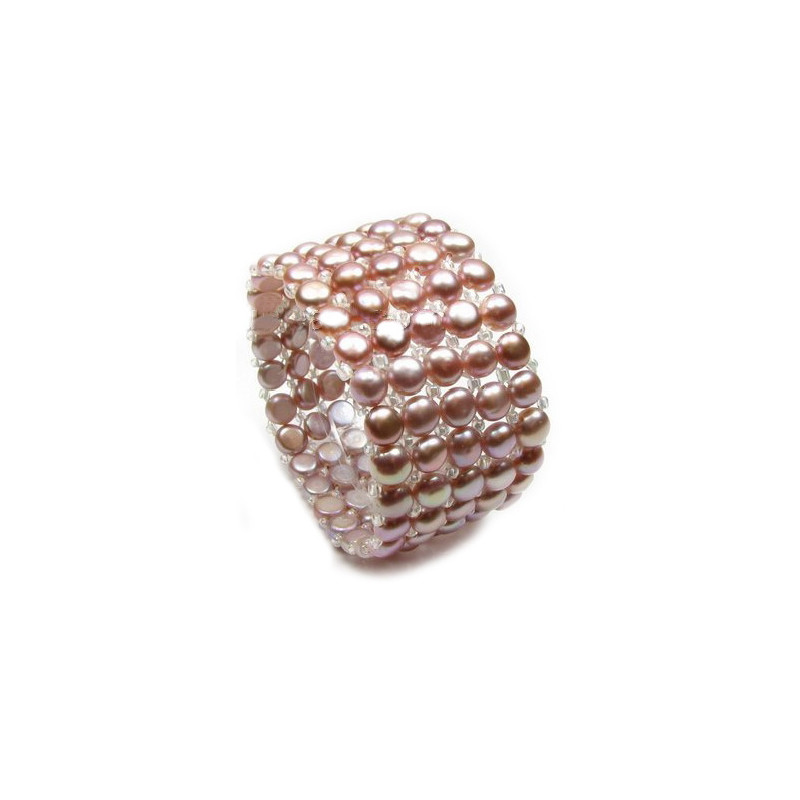 Bracelet Femme Stretch 5 rangs Perles de culture d'eau douce Lavande