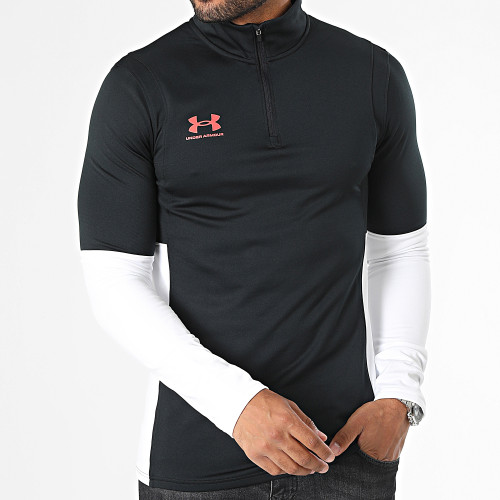 Sweat Col Zippé Midlayer 1379588 Vert Kaki Blanc