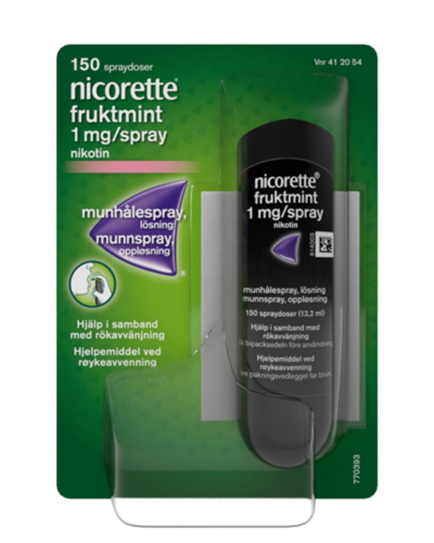 Nicorette Fruktmint munnspray 1 mg nikotin, slutte å røyke