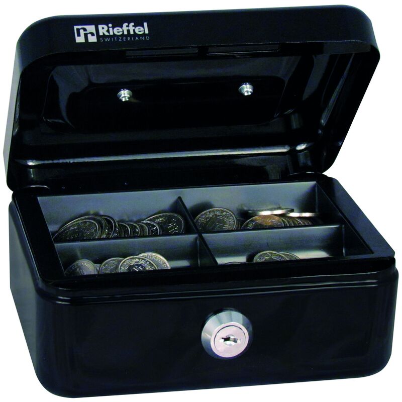 Rieffel Geldkassette, 15.3 x 12 x 7 cm, schwarz, 15.3 x 12 x 7 cm, schwarz