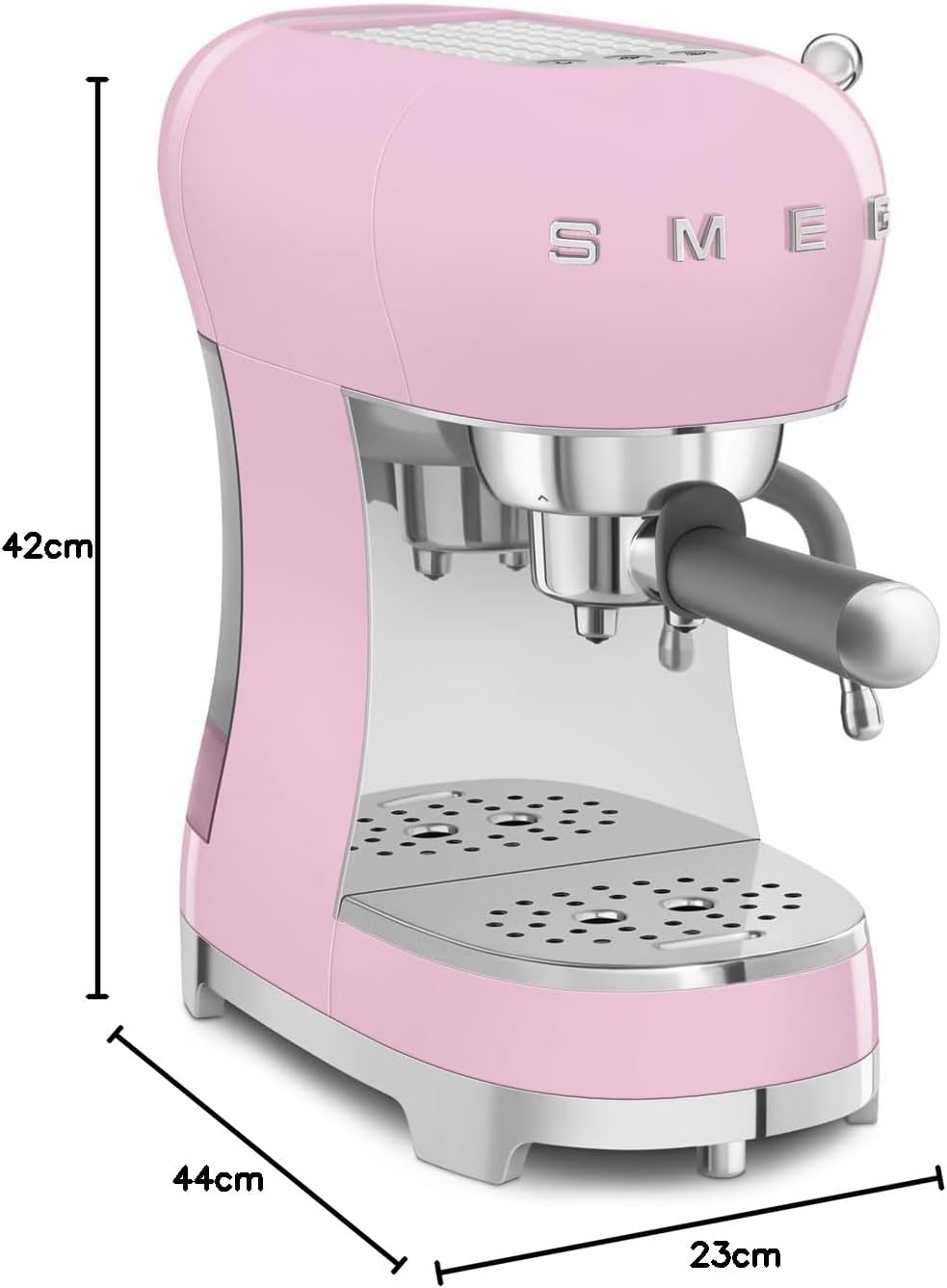 Smeg, Machine à Café Expresso Manuelle ECF02CREU, Système Thermoblock et Buse Vapeur, 4 Fonctions Expresso, Plateau Amovible, Porte Filtre, Réservoir d'Eau 1 L, Dimensions Compactes, 1350W, Crème