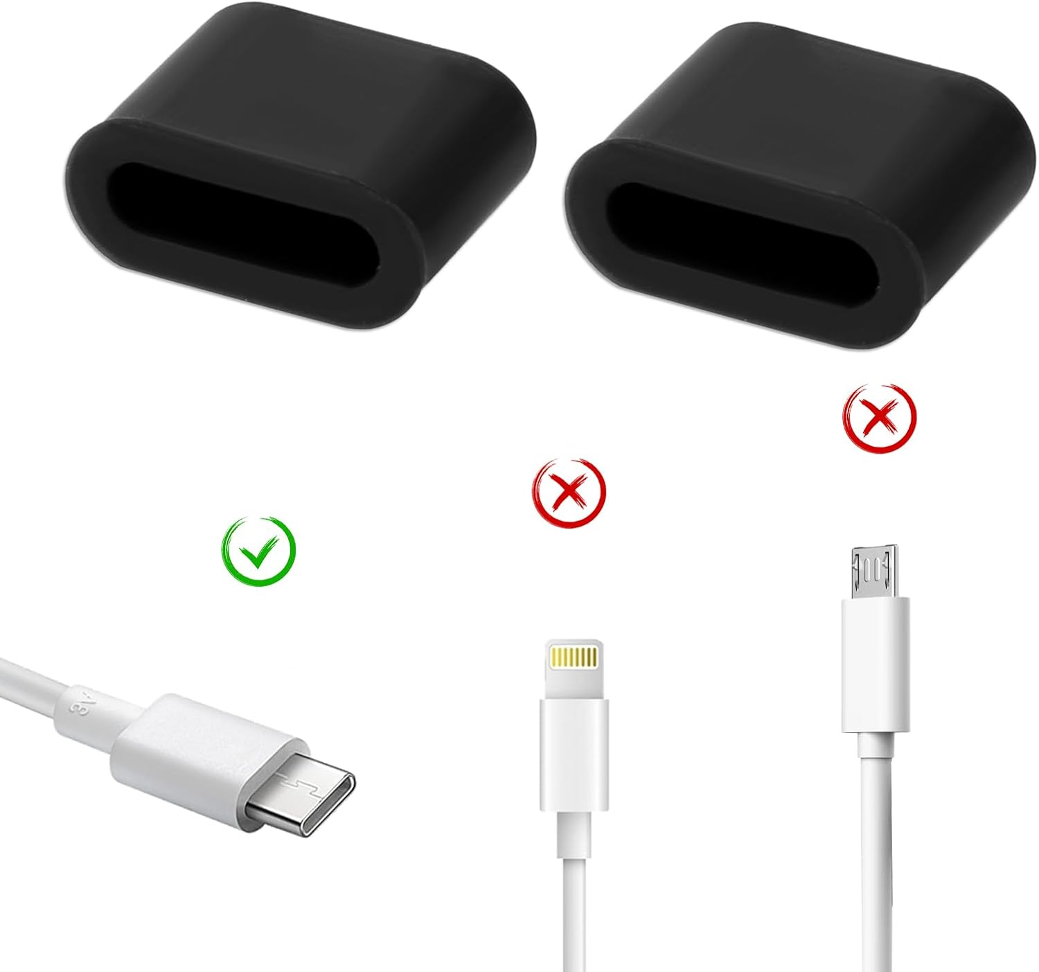 (10er Set) USB C Anti Staub Silikon Schutzstecker Anschlusskappen für Ladekabel - Schwarz