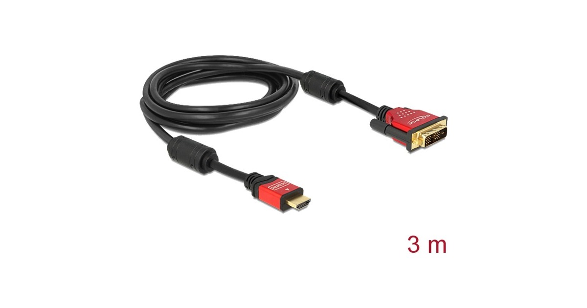 DeLOCKHigh Speed HDMI - HDMI A male > DVI male adapter  (Zwart, 3 meter)