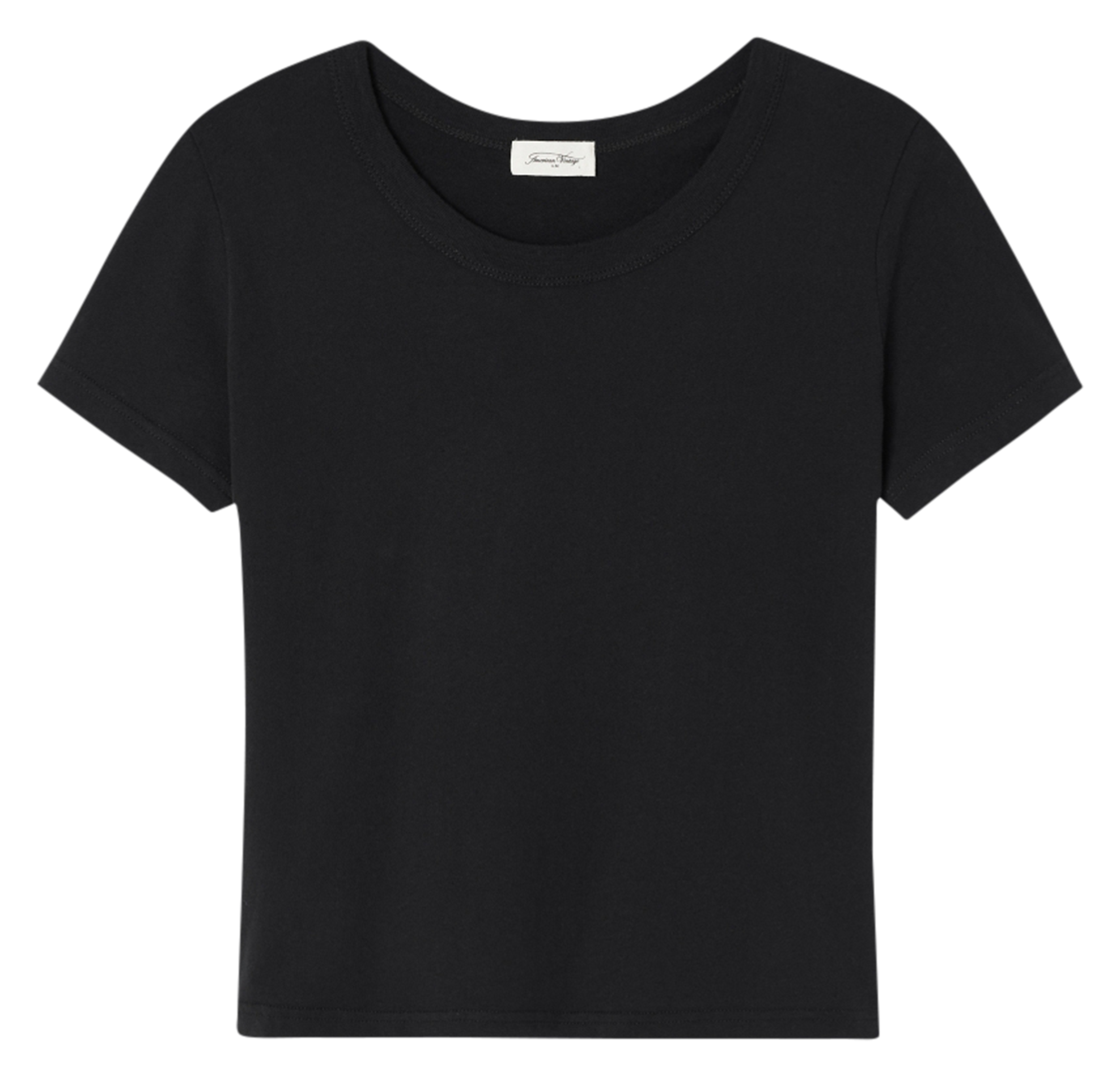 GAMIPY - Tee-shirt court col rond en coton | Noir