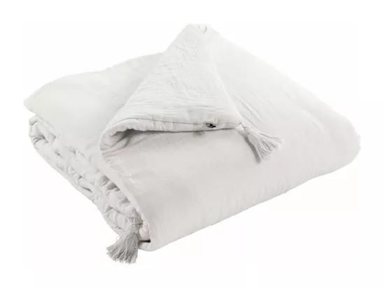 OUREA - Chemin de Lit 90x200cm Capitonné Gaze de Coton Chantilly