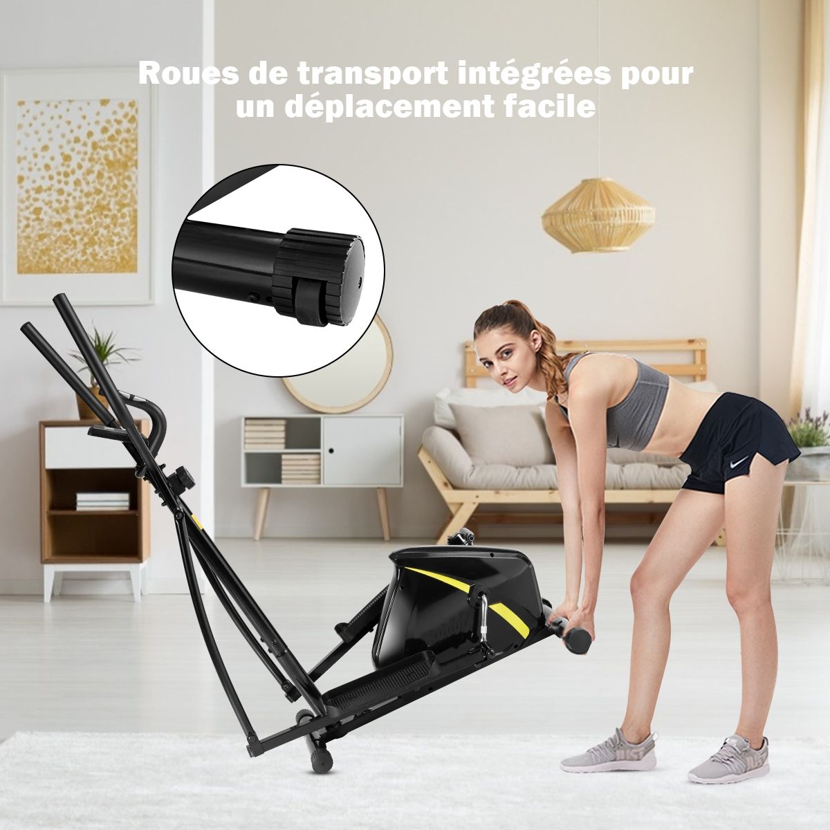 Vélo Elliptique avec 8 Niveaux de Résistance-Masse d'Inertie 2 kg Pouls à la Main Affichage LCD - Lidl-Manfred