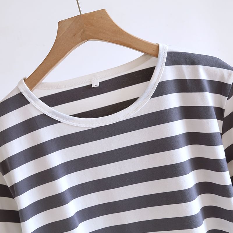 Dogini - Gestreept T-shirt met korte mouwen en ronde hals