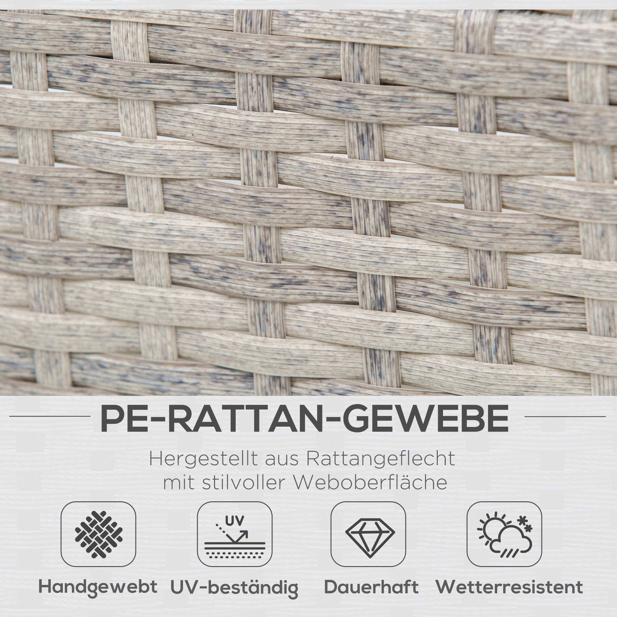 Outsunny Rattansofa Set mit Tisch grau