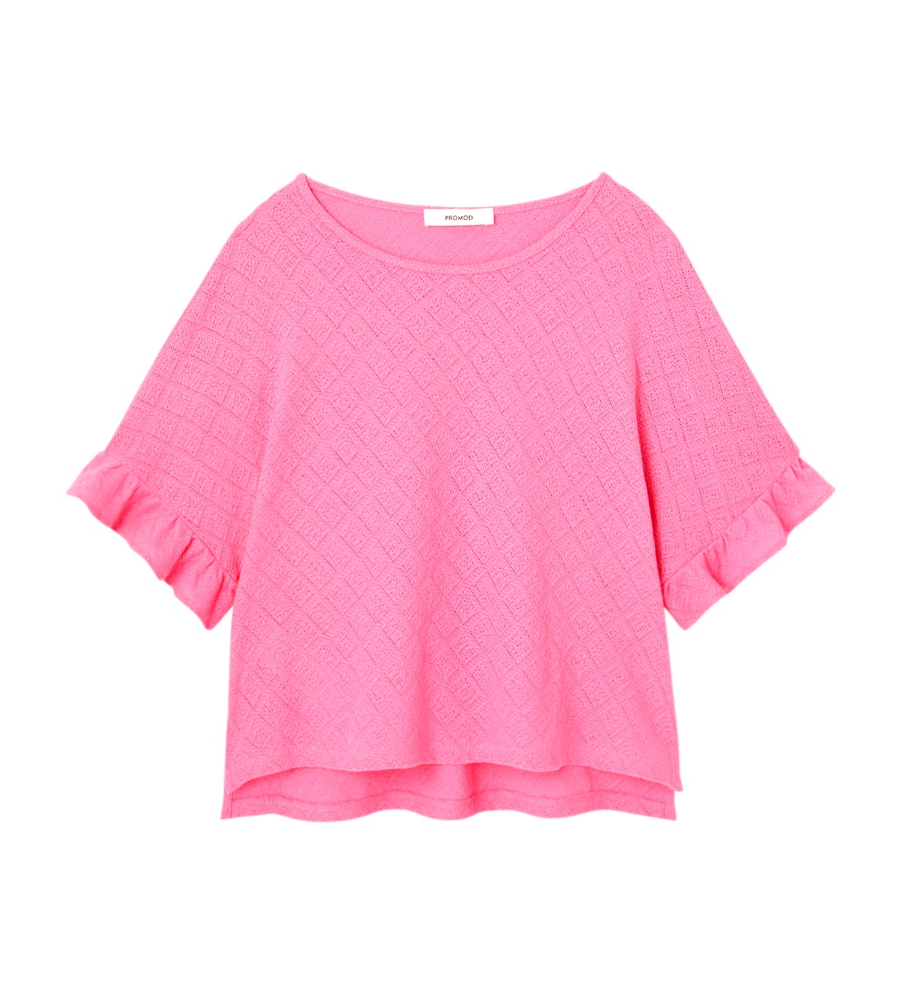 T-shirt ajouré effet pointelle - Rose