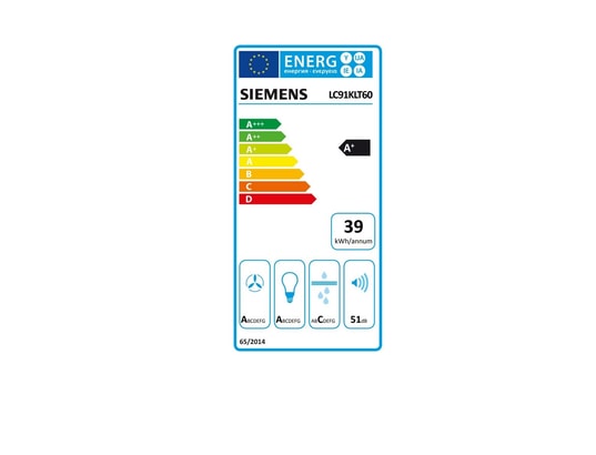 SIEMENS - Hotte decorative murale LC91KLT60, IQ700, 1007 m3/h, Finition verre