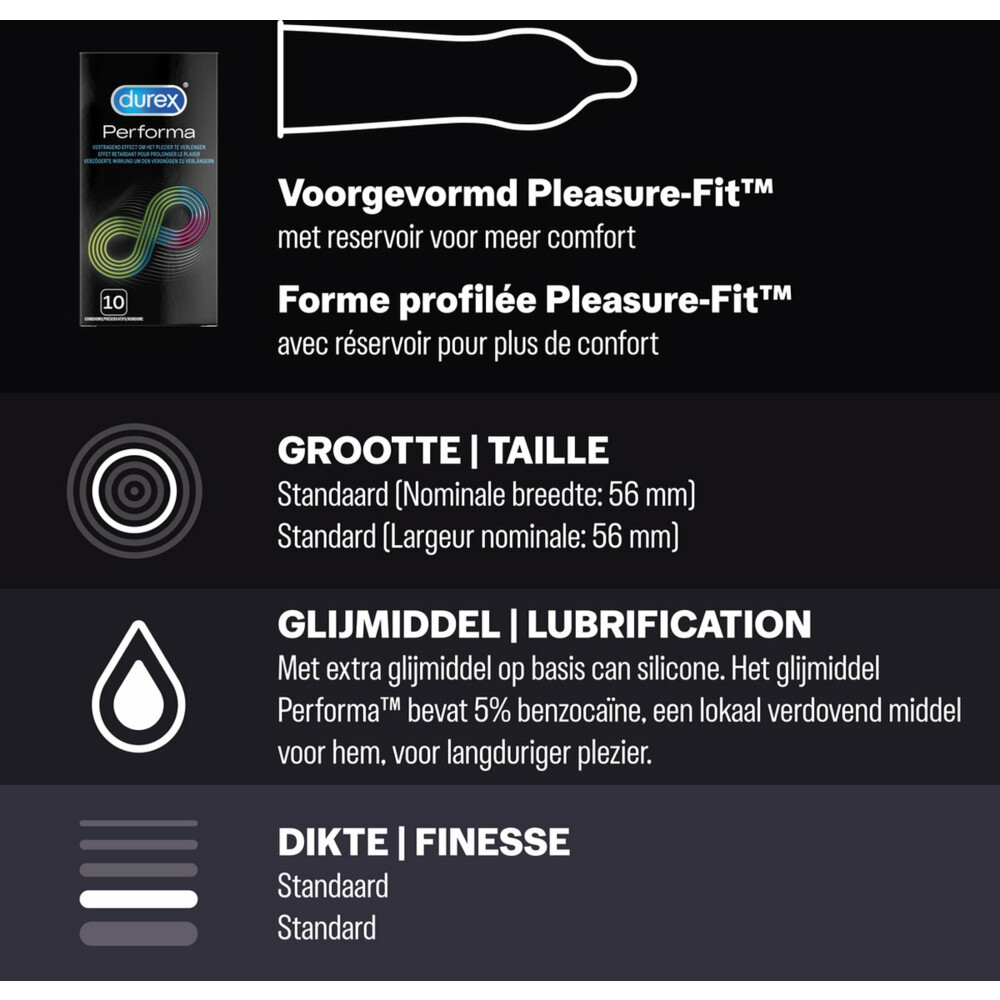 Durex - Pleasure Me Condooms 10 stuks, Orgasm Intense Condooms 10 stuks & Performa Condooms10 stuks - Pakket