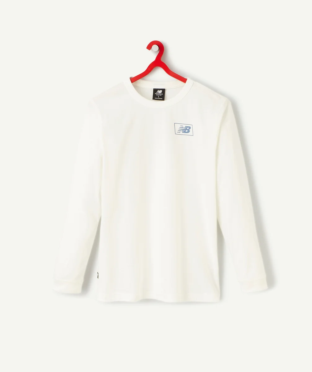 NEW BALANCESWEAT À CAPUCHE RAS DU COU BLANC CASSÉ LOGO BLEU ENFANT