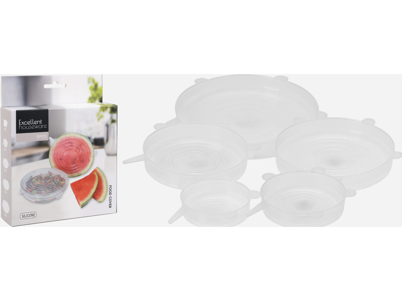 CONJUNTO DE 5 TAMPAS FLEXÍVEIS EM SILICONE