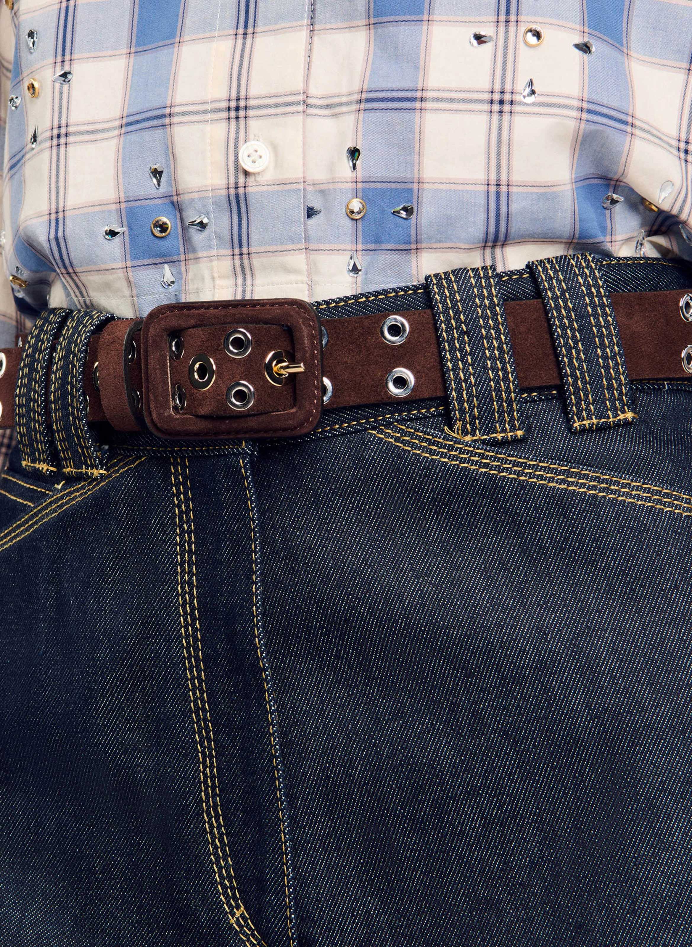 Ceinture à œillets en cuir | Marron