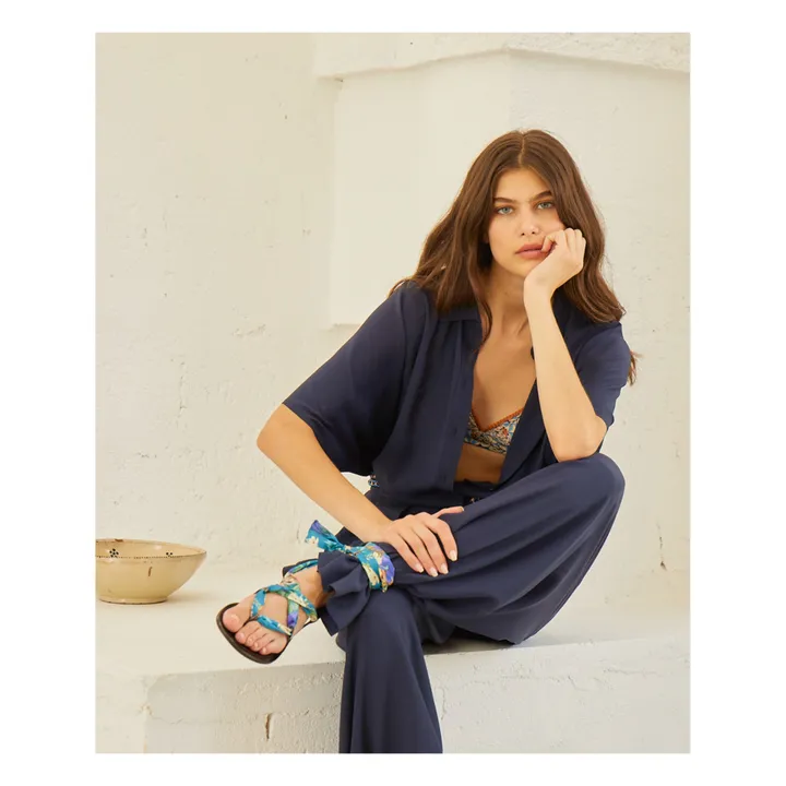 Momoni Pantalon Aspen Soie | Bleu nuit