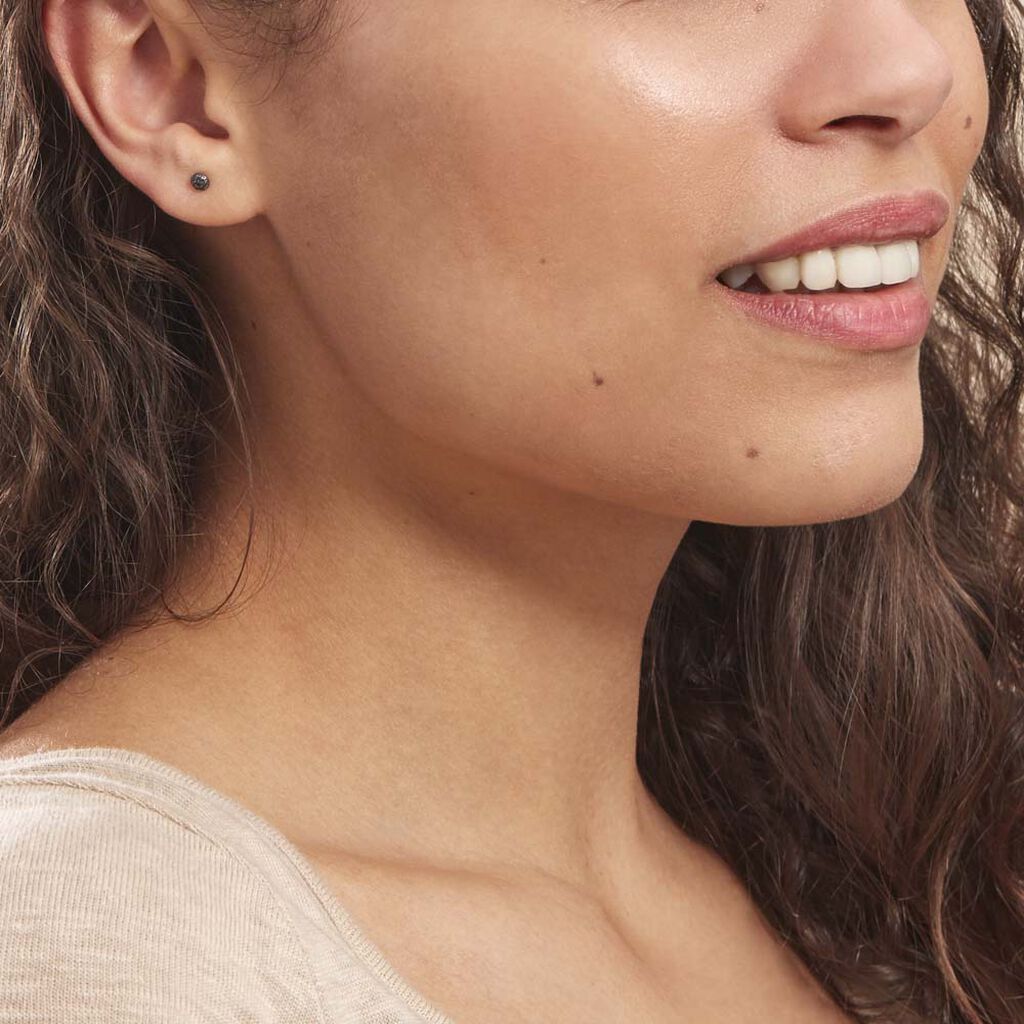 Boucles D'oreilles Puces Teani Or Blanc Diamant