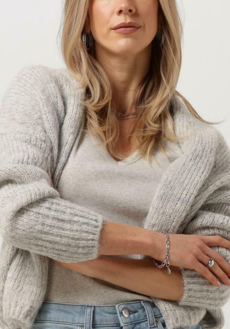 KNIT-TED lichtgrijze knit-ted vest becky