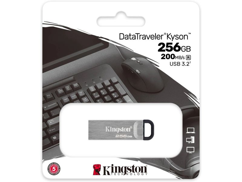 Kingston USB-Stick DataTraveler Kyson 256 GB USB-Stick mit 256 GB Speicherkapazität und 200 MB/s Lesegeschwindigkeit