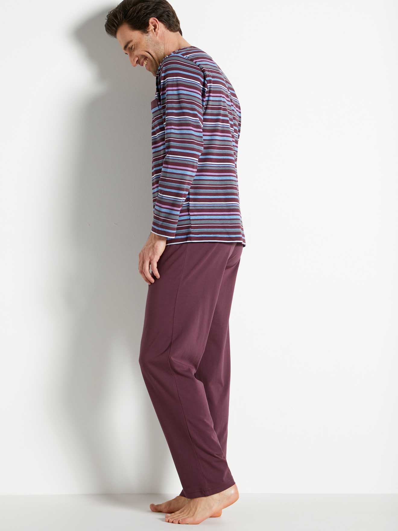 Pyjama rayé pur coton peigné