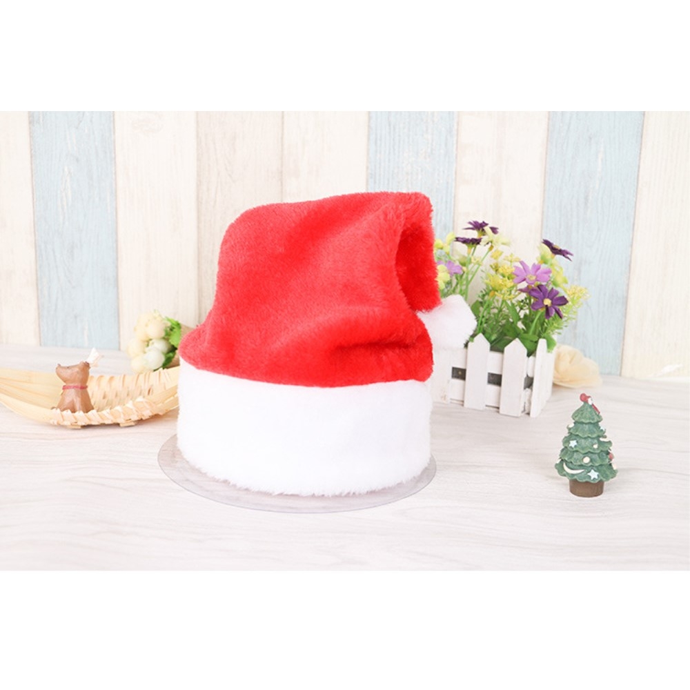(2er Set) Kinder Christmas Santa Claus Nikolausmütze Weihnachtsmütze Fleece - Rot / Weiss