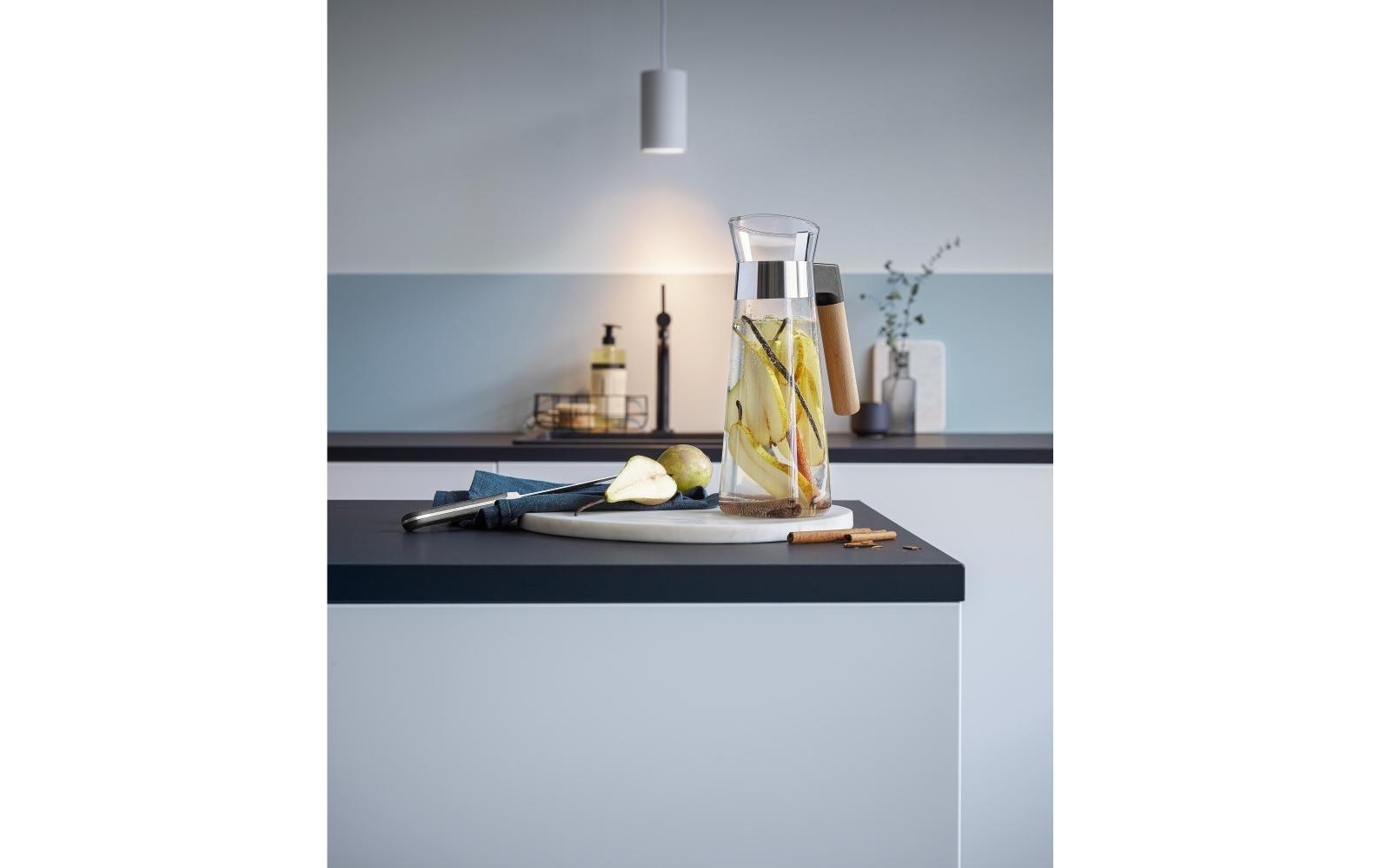 Karaffe Kineo 1 l, TransparentWasserkaraffe mit Holz-Griff