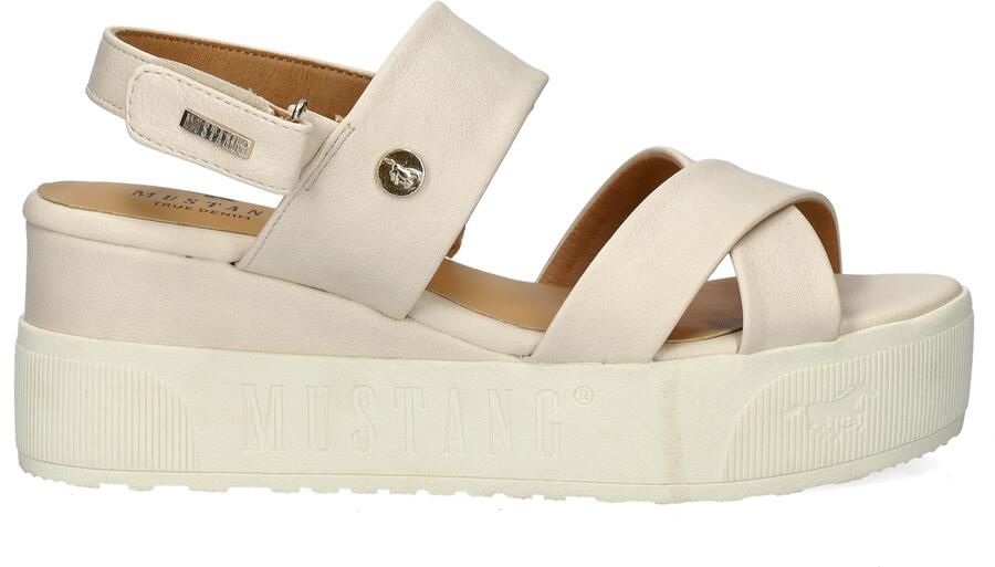 Mustang Sandalen Plat Sandalen Plat gebroken wit