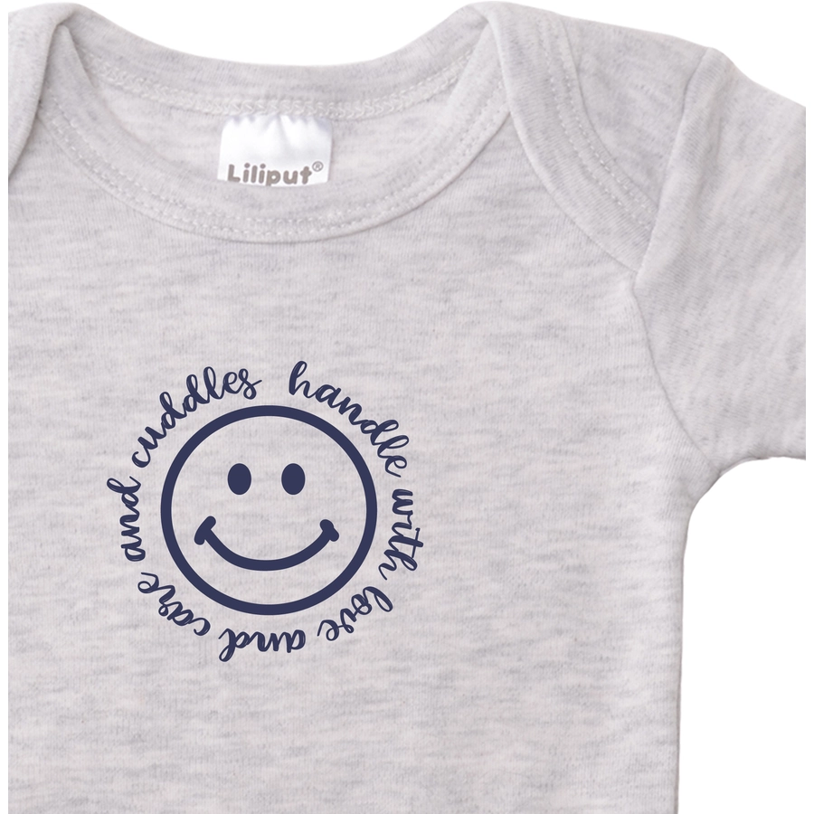 Liliput Baby-Bodies im 2er Set Smiley grau-melange marine
