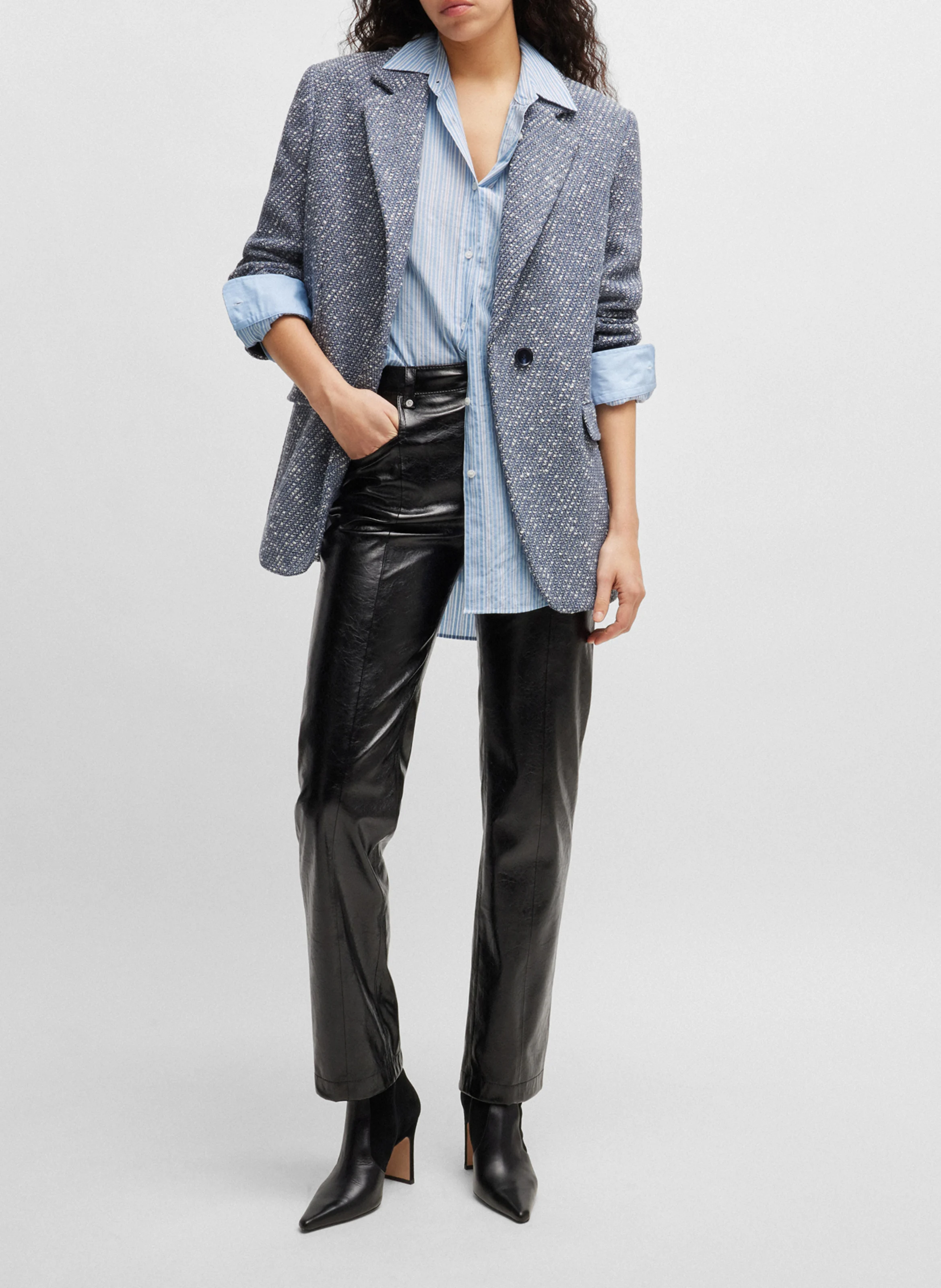Chemise décontractée rayée en coton | Bleu