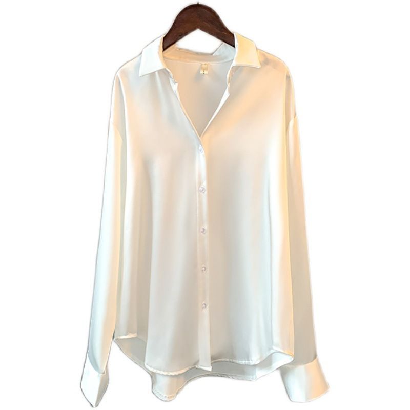 Frigga - Satijnen blouse met lange mouwen