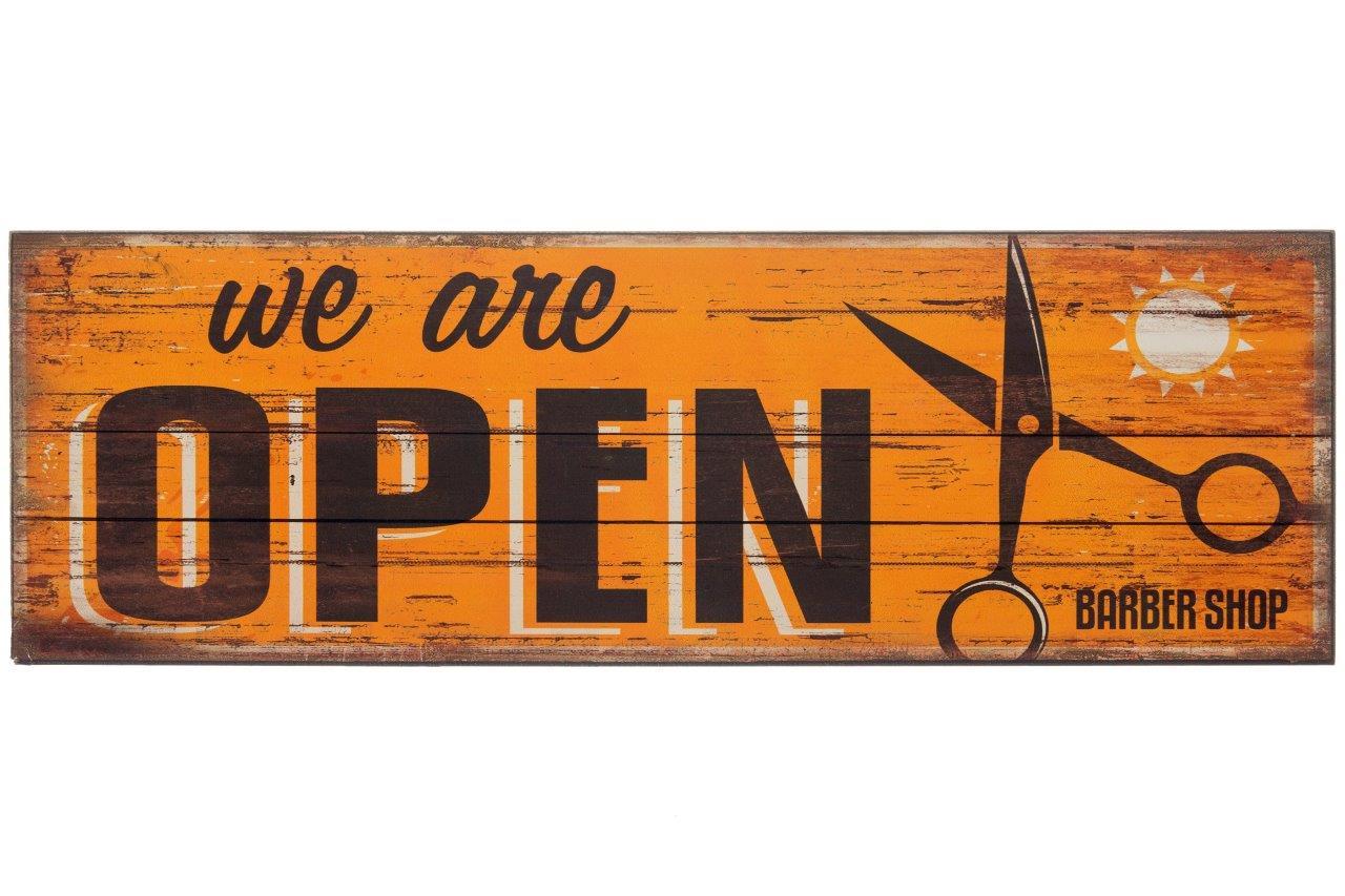 Holzschild- We are open II - 40x15 cm
