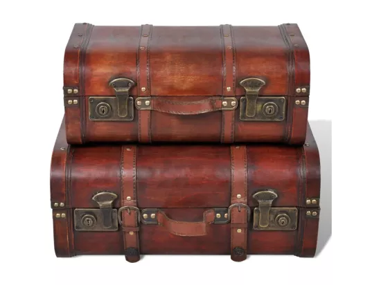 Coffre de rangement vintage Bois Marron 2 pcs